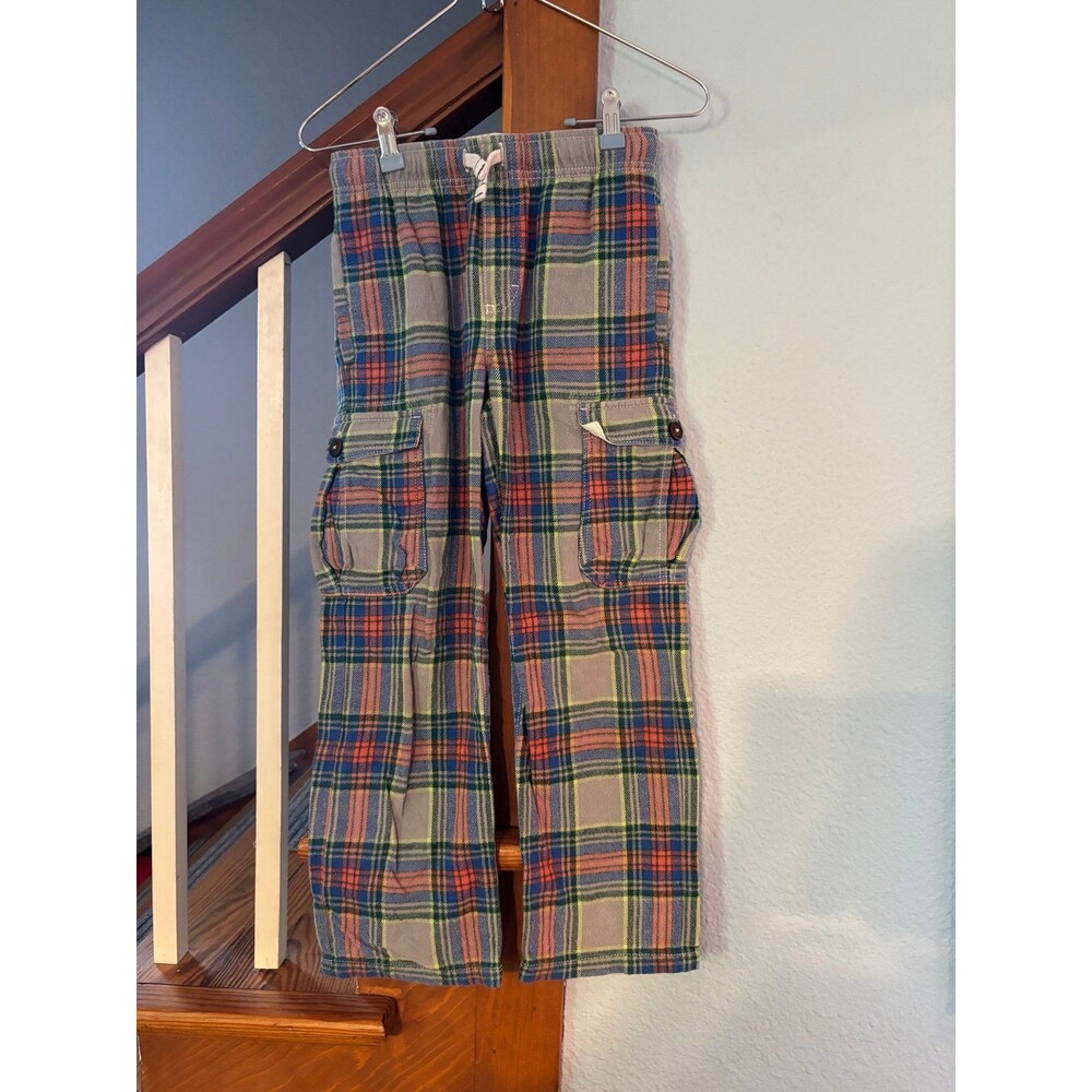 Mini Boden adjustable Y2K gray plaid flannel pants cargo pockets 9